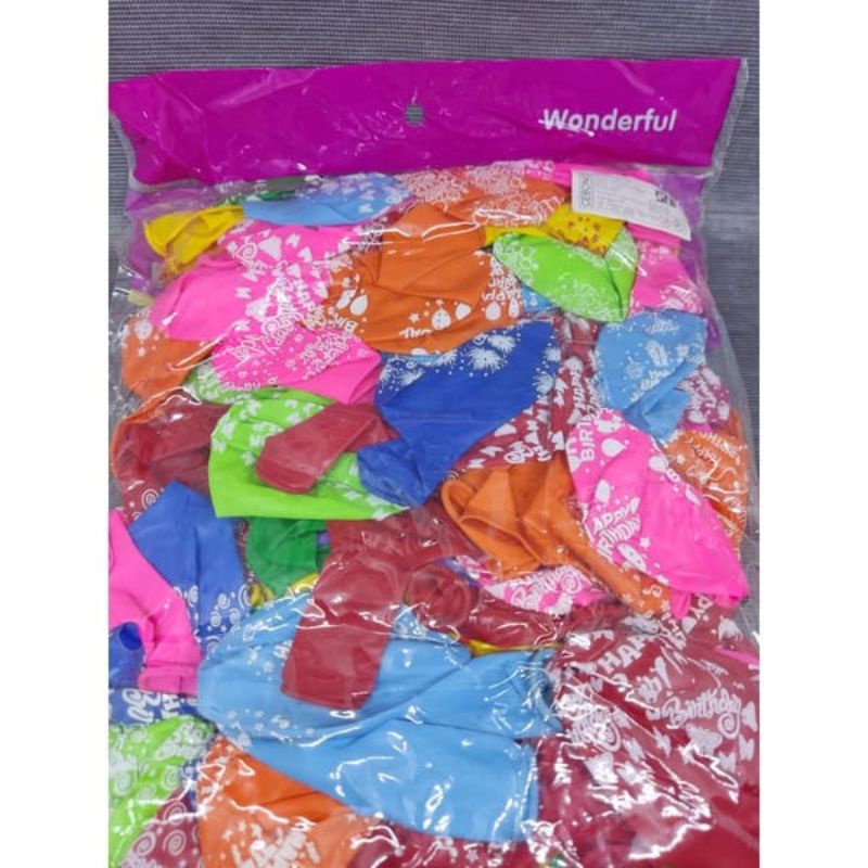 BALON LATEX HAPPY BIRTHDAY/BALON MOTIF TULISAN HAPPY BIRTHDAY