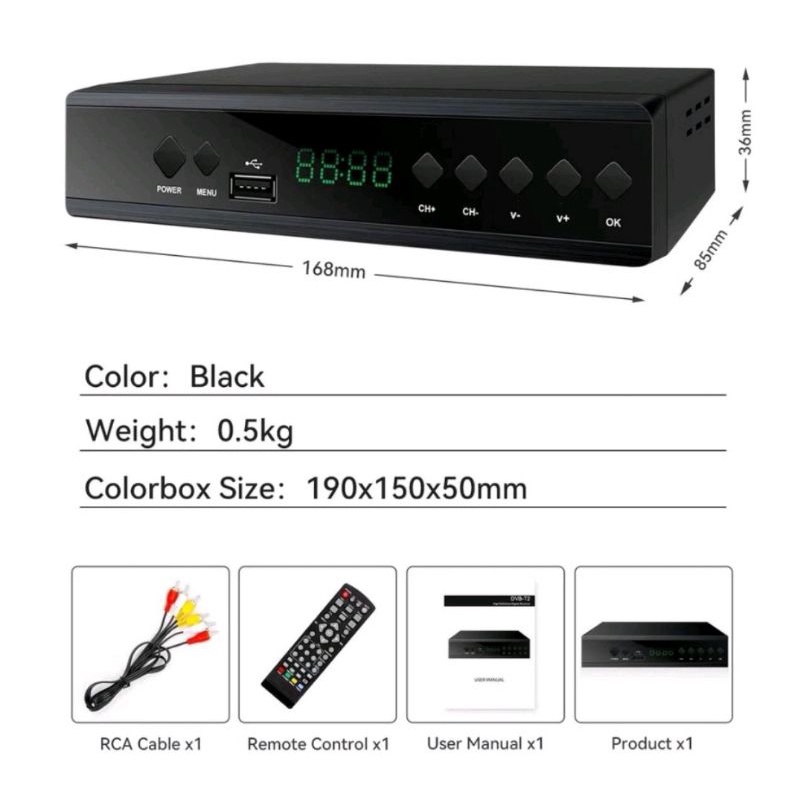 DCOLOR DVB T2 WIFI SET TOP BOX DIGITAL STB SUPER HD