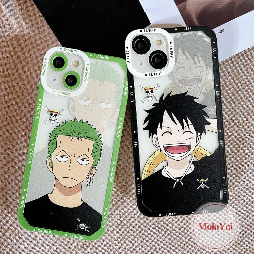 IPHONE Casing Shockproof Kompatibel Untuk Iphone14 13 12 Pro Max11 7Plus 8Plus XR X XS Max 6 6s 8 7 Plus SE 2020 TPU Lembut Kartun Anime One Piece Luffy Zoro Angel Eyes Cover