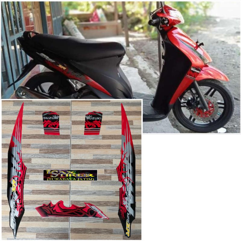 striping original Suzuki Spin SR 125 merah tahun 2010 2011