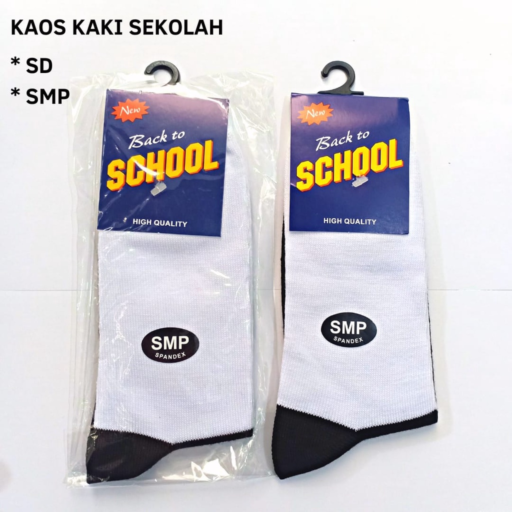 Kaos Kaki Sekolah SD SMP Putih Hitam-Kaos Kaki Back to School-Laki-laki Perempuan-Bahan Spandex PE-Bisa COD