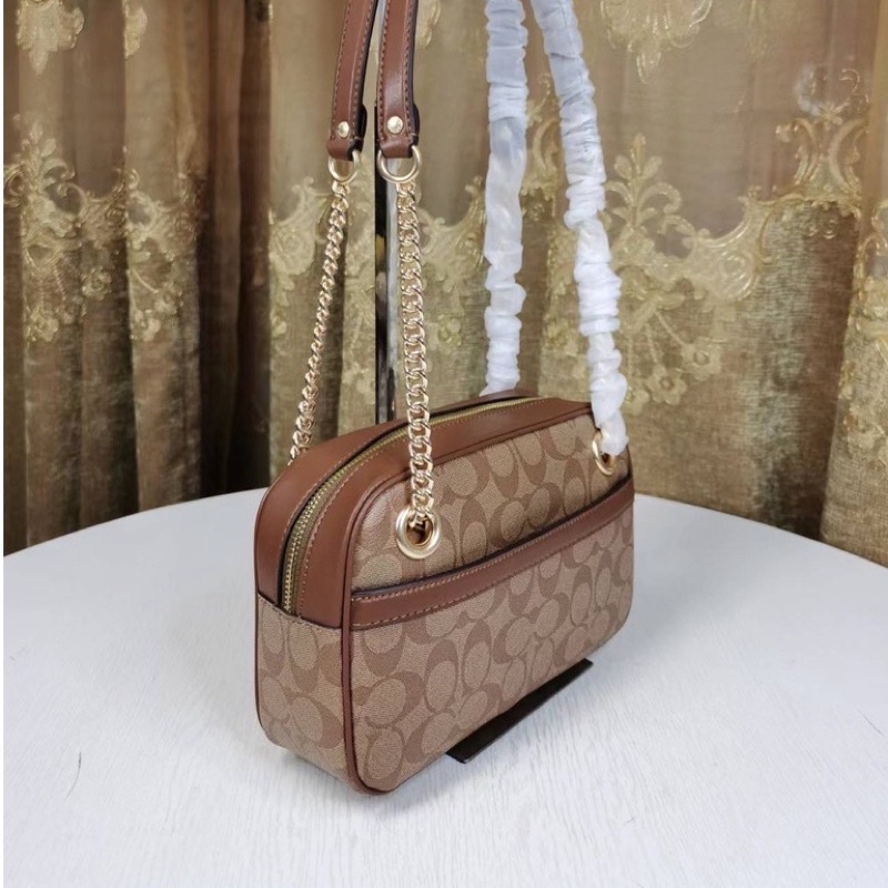 Coach Cammie Chain Shoulder Bag In Signature Canvas In Light/Khaki (C89149)