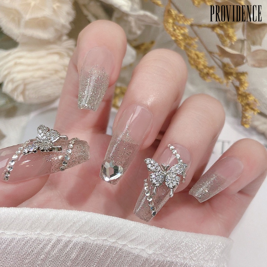 Providence Ornamen Kuku Kupu-Kupu Hias Tahan Rontok DIY Nail Art Zircon Mewah Halus Manicure Butterfly Charms Perlengkapan Kuku