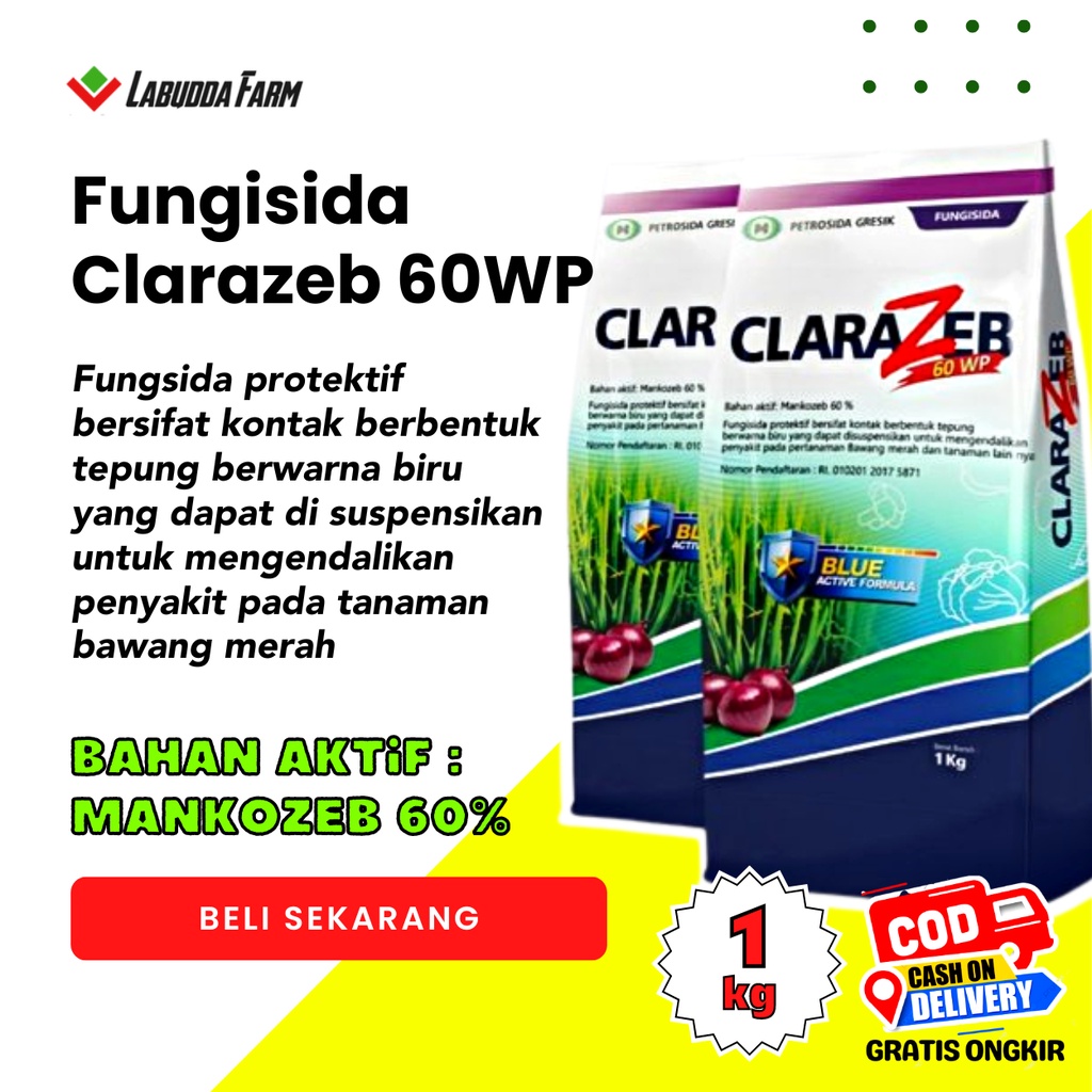 Fungisida Clarazeb Blue 60WP 1 KG Fungisida Mankozeb Mancozeb Fungisida Protektik Kontak Untuk Basmi