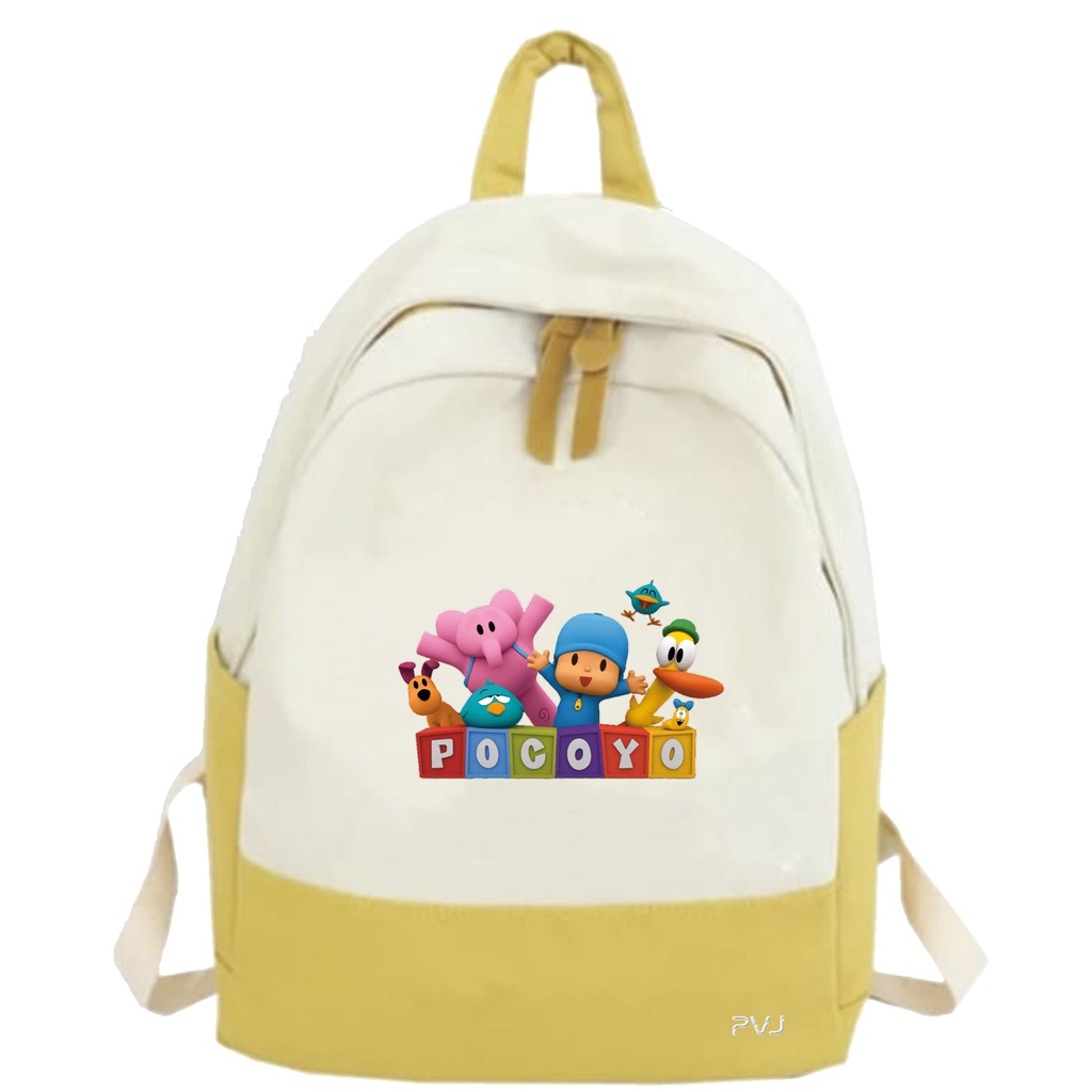 PVJ - Tas Anak Sekolah SD Motif Pocoyo Ransel Laki-laki dan Perempuan