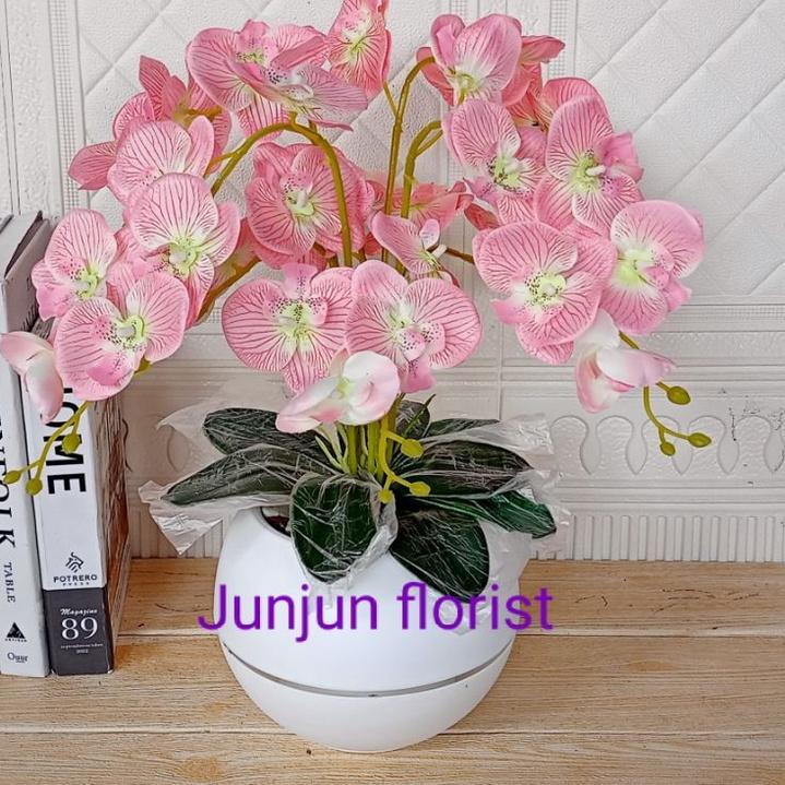 Super Promosi Bunga anggrek plastik jumbo pot bola besar/bunga hiasan meja /bunga anggrek jumbo artificial//