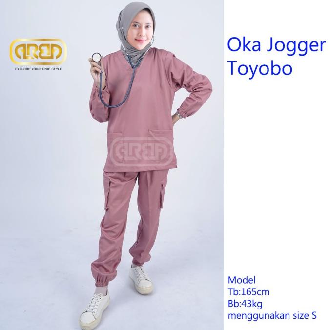 Baju OK JOGGER Cargo Toyobo Scrub Lengan Kerut Seragam Medis Premium