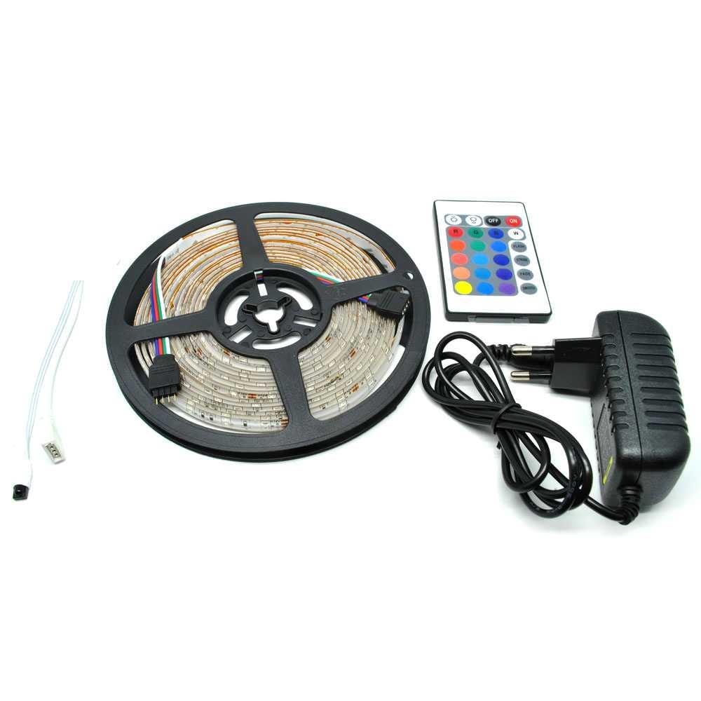 RGB LED Strip 3528 300 LED 5 Meter 12V 2A Light Controller Remote