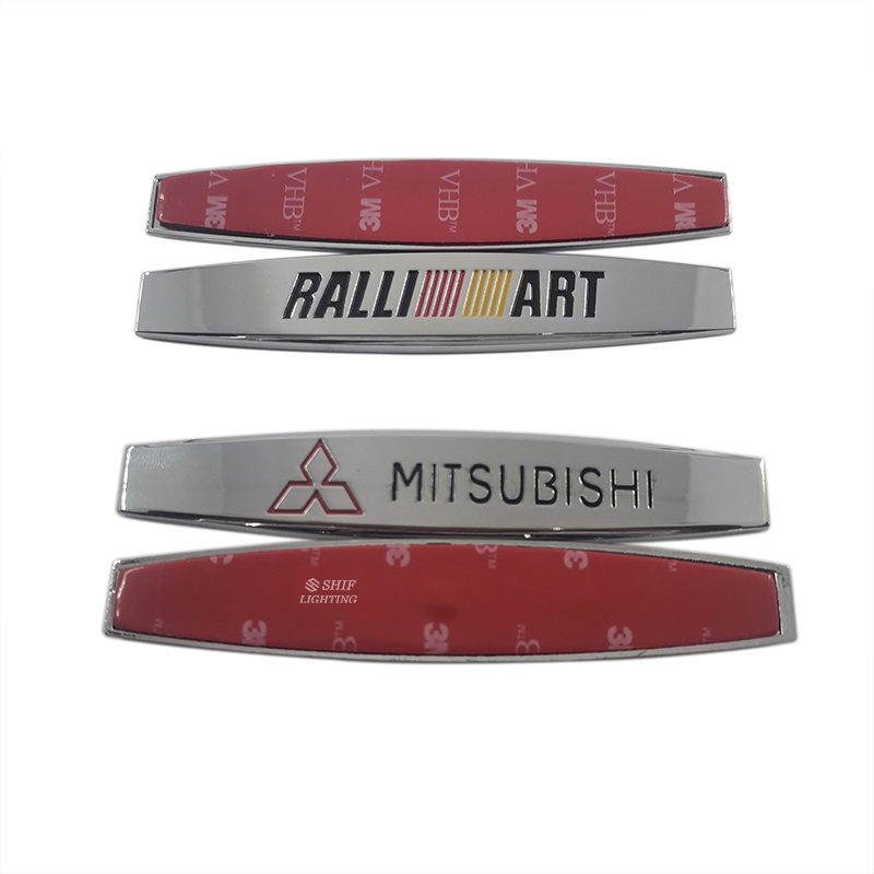 2x Metal RALLIART Mitsubishi Logo Mobil Auto Decorative Emblem Sticker Badge Decal Untuk Mitsubishi RALLIART