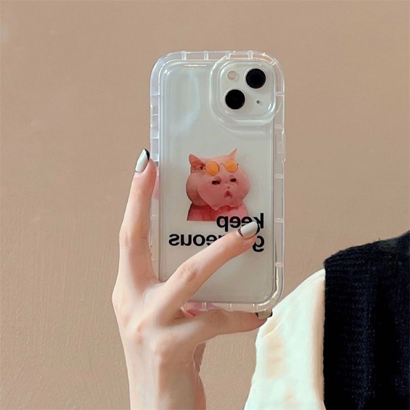 IPHONE Casing Ponsel Lembut Kucing Gemuk Kompatibel Untuk Iphone14 13 12 11 Pro XS Max X XR 78 6 6S Plus Casing Transparan Shockproof TPU Cover