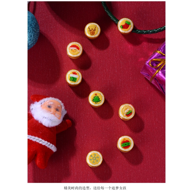 Goldkingdom Perhiasan Fashion Emas Asli Kadar 375Bangkok Aksesoris Ready Stock Hadiah Berlapis Emas 3D Santa Snowman Pasangan Laki-Laki Dan Perempuan Gelang Liontin