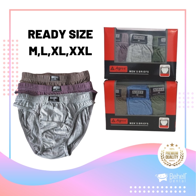 1 BOX ISI 3 CELANA DALAM PRIA AGREE SEMPAL LAKI LAKI AGREE CD cowo M,L,XL,XXL CD segitiga karet