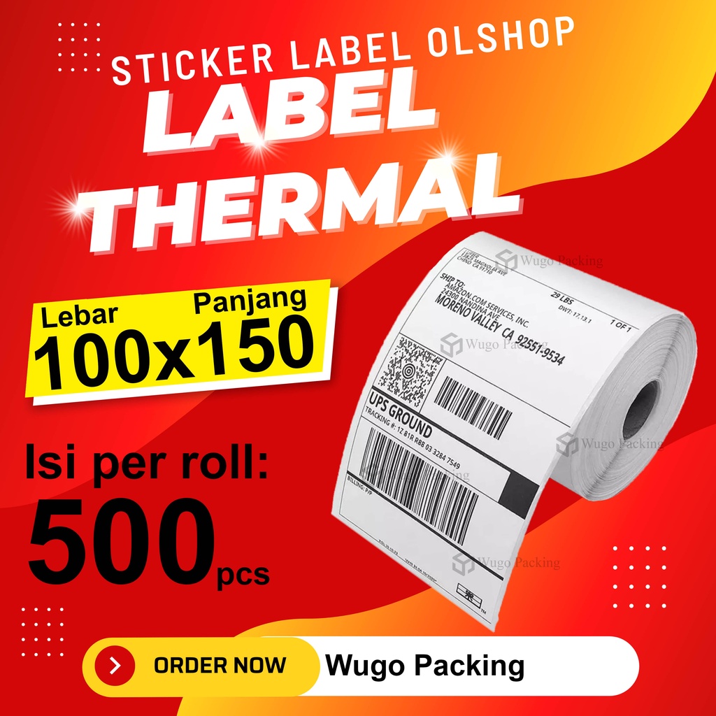 

LABEL BARCODE 100 X 150 mm Isi 500 pcs KERTAS STICKER DIRECT THERMAL