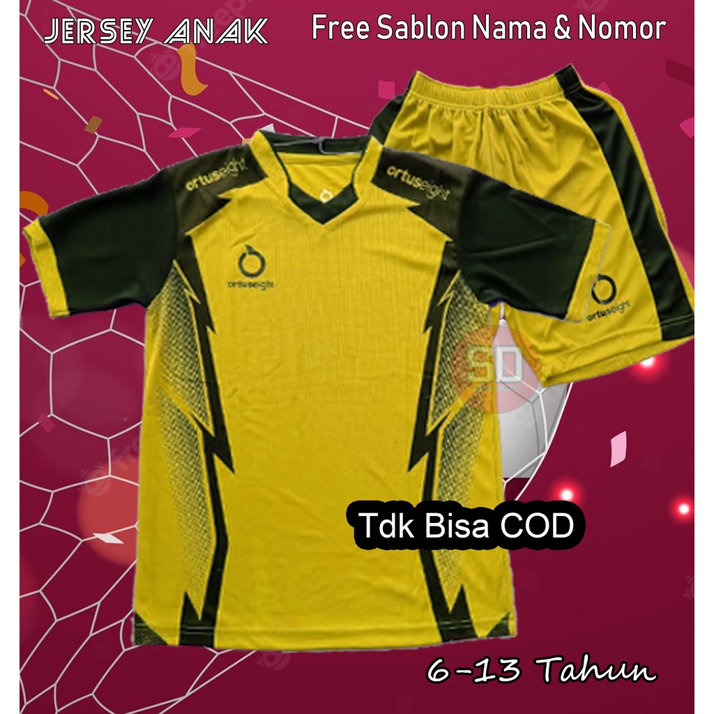 Jersey Baju Anak Laki Laki Perempuan 6-13 Tahun Free sablon Nama dan Nomor Punggung