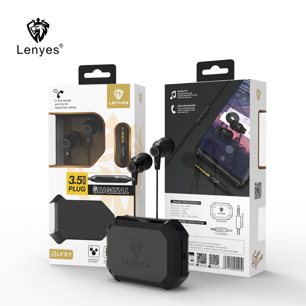 Lenyes LF37 headset in ear hifi stereo earphone extra bass with handfree microphone original 3.5mm