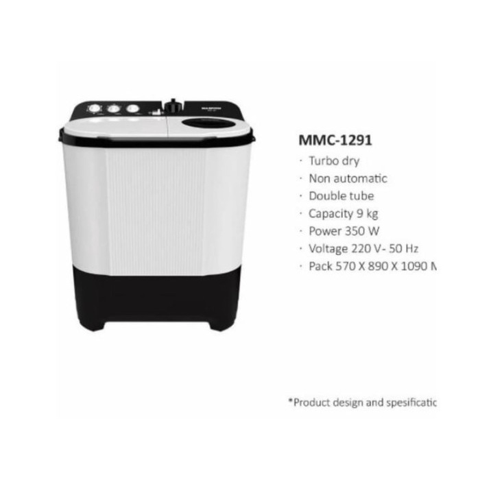 Maspion MMC1291 Mesin Cuci 2 Tabung 9 kg | Top Loading MMC-1291