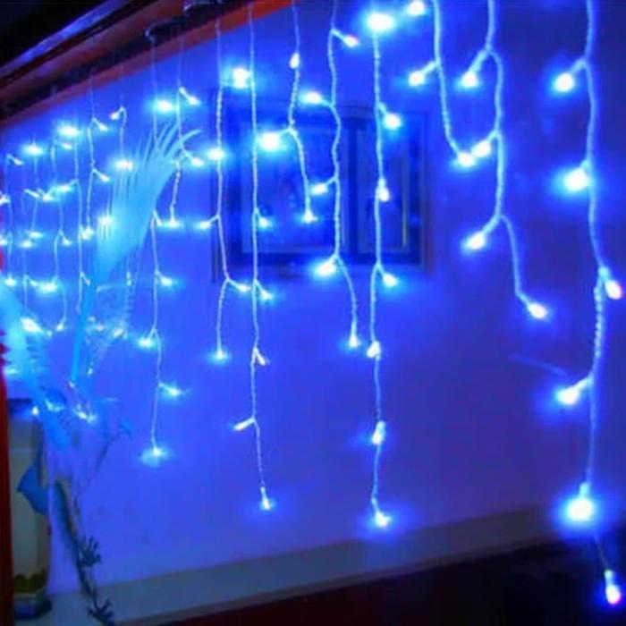 Lampu tirai natal warm white outdoor