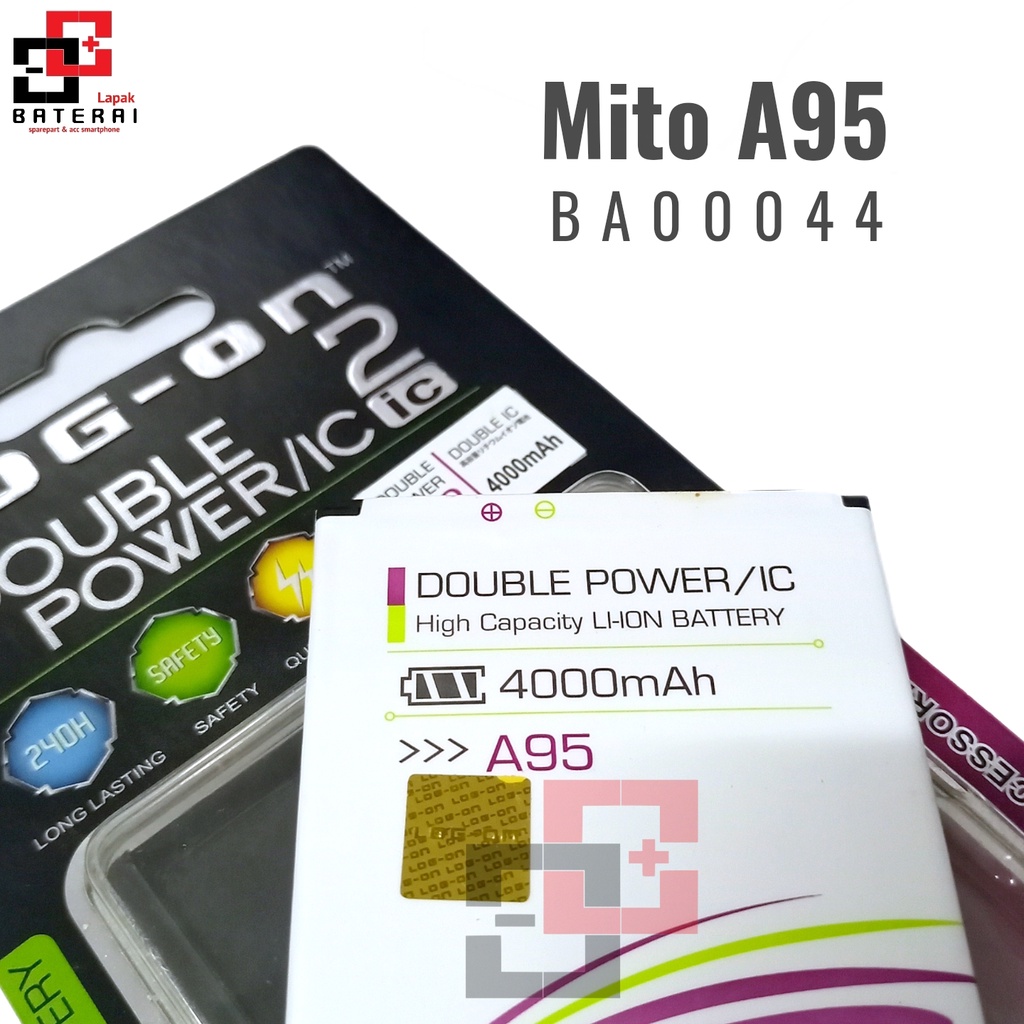 LOG - ON Baterai Mito A95 BA00044 Double IC Protection Battery Batre | Original Logon