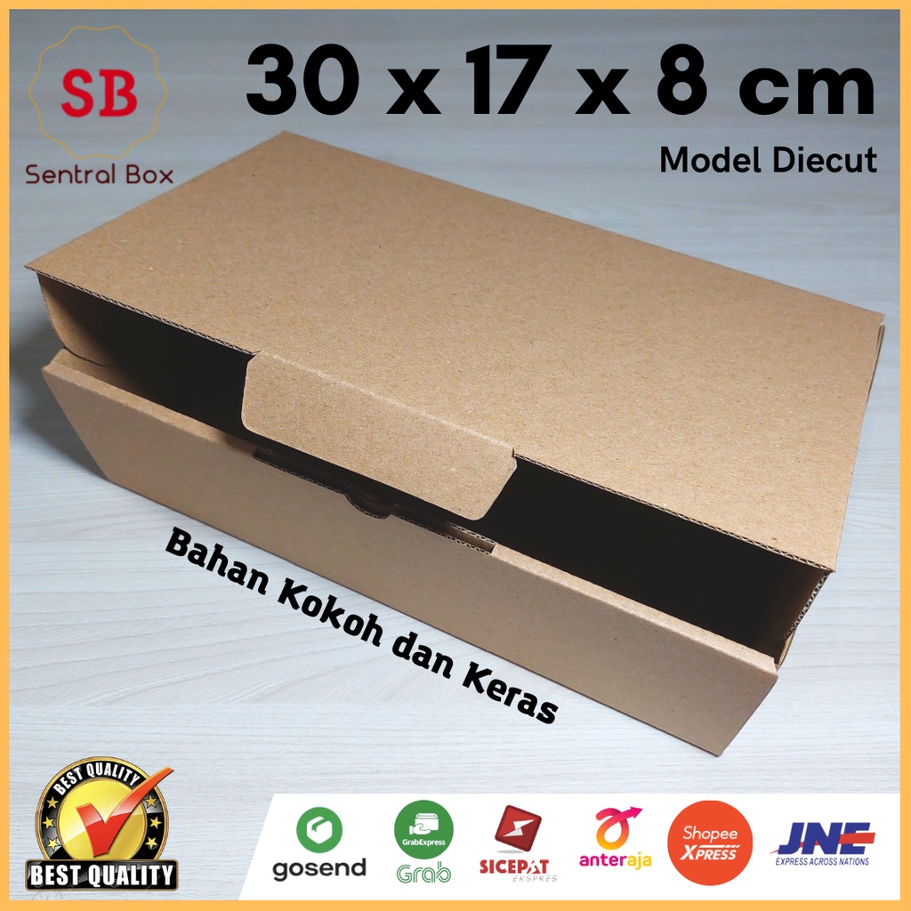 

( Min.order 5 pcs ) Kardus 30 x 17 x 8 cm..... Die Cut ( untuk pembelian di atas 10 pcs harga lebih murah )
