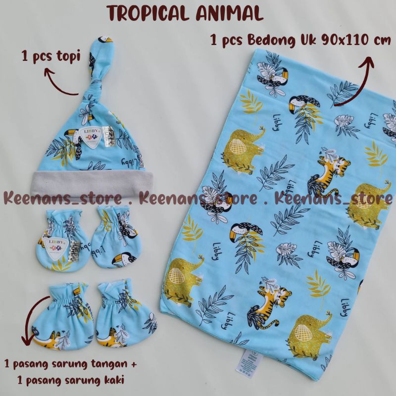 Libby velvet junior bedong set topi + sarung tangan paket bedong + STK newborn enchanted