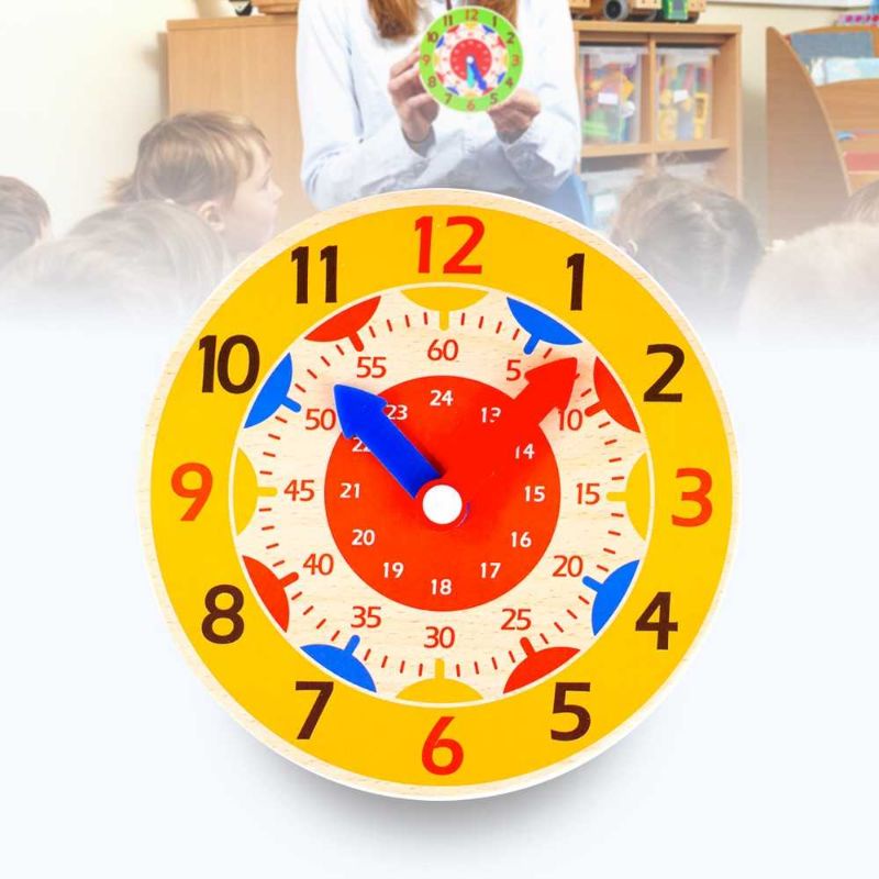 MYY Mainan Anak Montessori Clock Hour Minutes Children Toy - SZ0916 Oren Orange Melatih Kecerdasan Otak Anak mengenai waktu dan jam