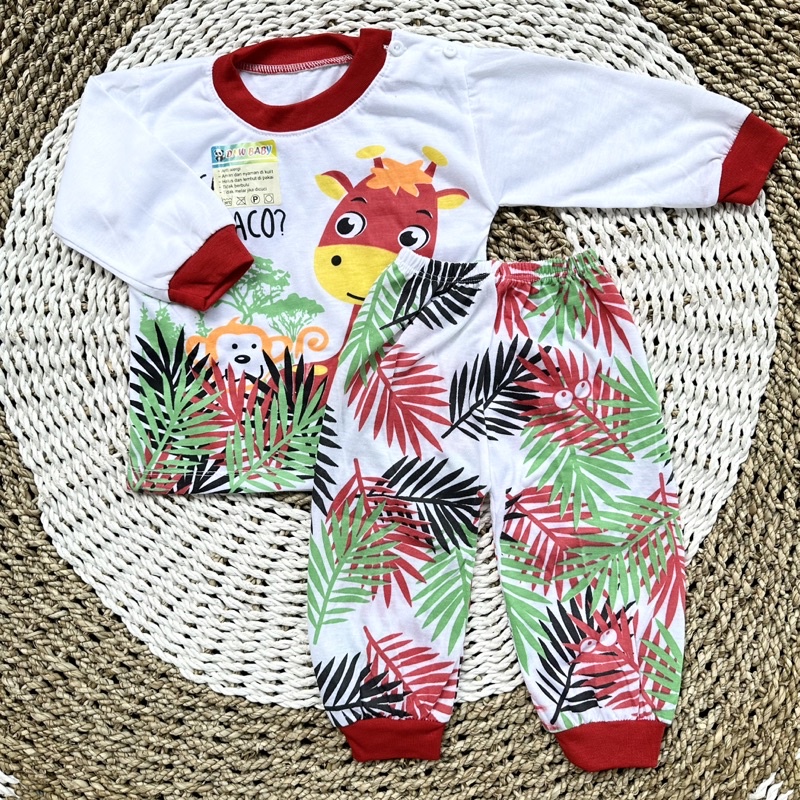 Setelan Baju Bayi Oblong Panjang Baju Piyama Bayi Baju Tidur Bayi Baju Bayi Celana Bayi 3-12bln DNW BABY