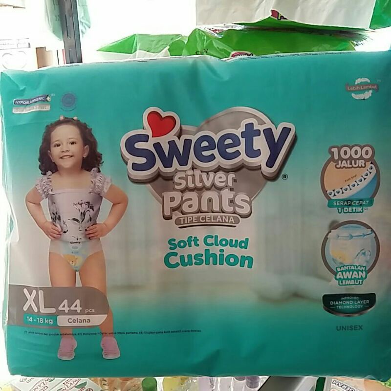 Sweety Silver Pants XL 44 Kemasan jumbo XL44 Soft Cloud Cushion