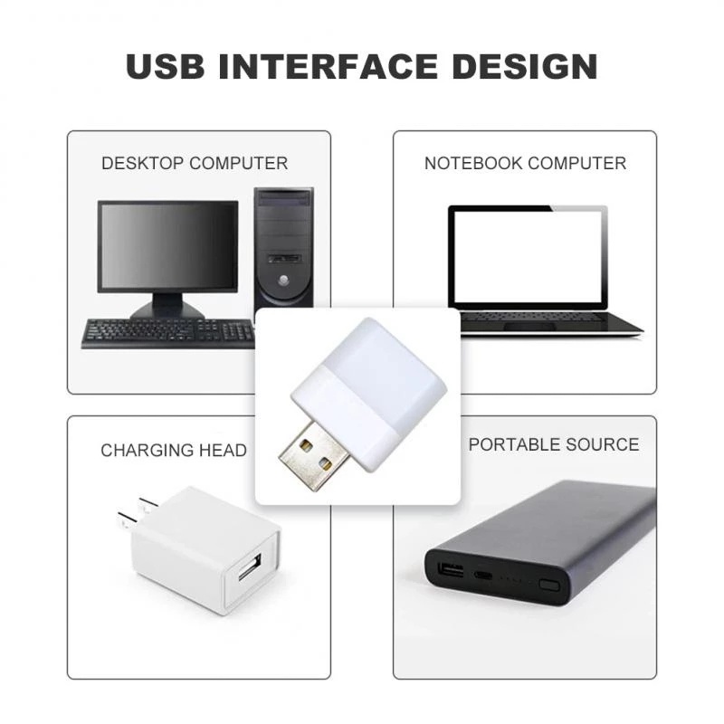 Lampu Malam LED Mini Portable Bentuk Kubus Tenaga USB Dengan Power Supply Untuk Darurat