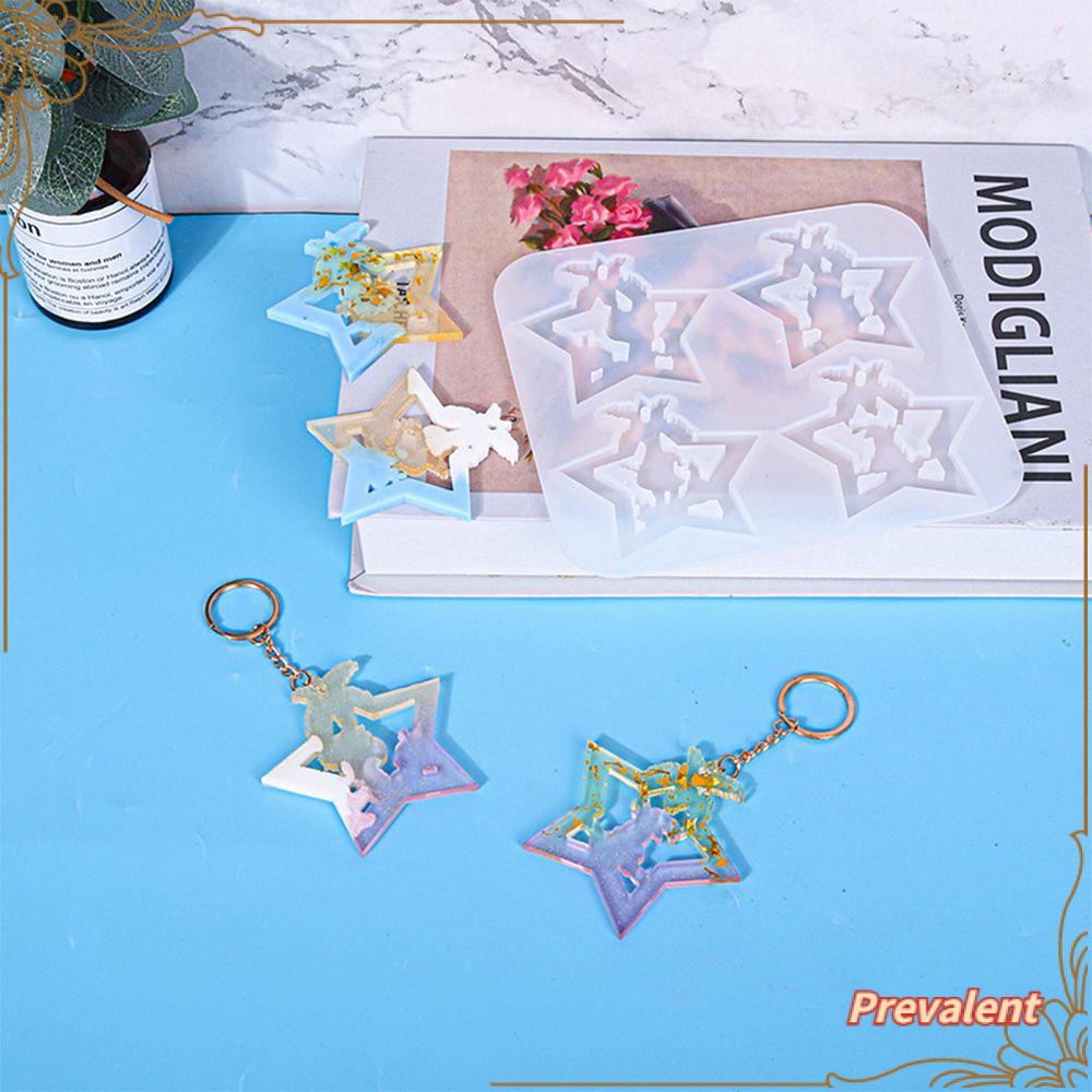 Preva Cetakan Gantungan Kunci Resin Cetakan Dekorasi Rumah Alat Membuat Perhiasan Cetakan Silikon Bintang Berujung Lima