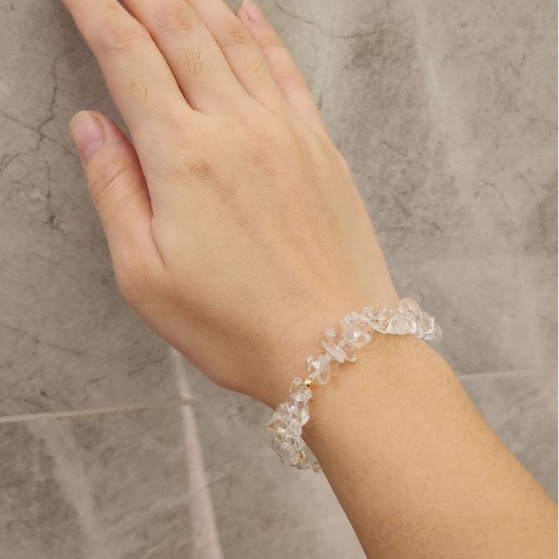 Gelang Kalung Aksesoris Stainlees Manik Batu Stone Crystal Kristal Premium Clear Gems Kematu Bening Necklace Bracelet Wanita Korea