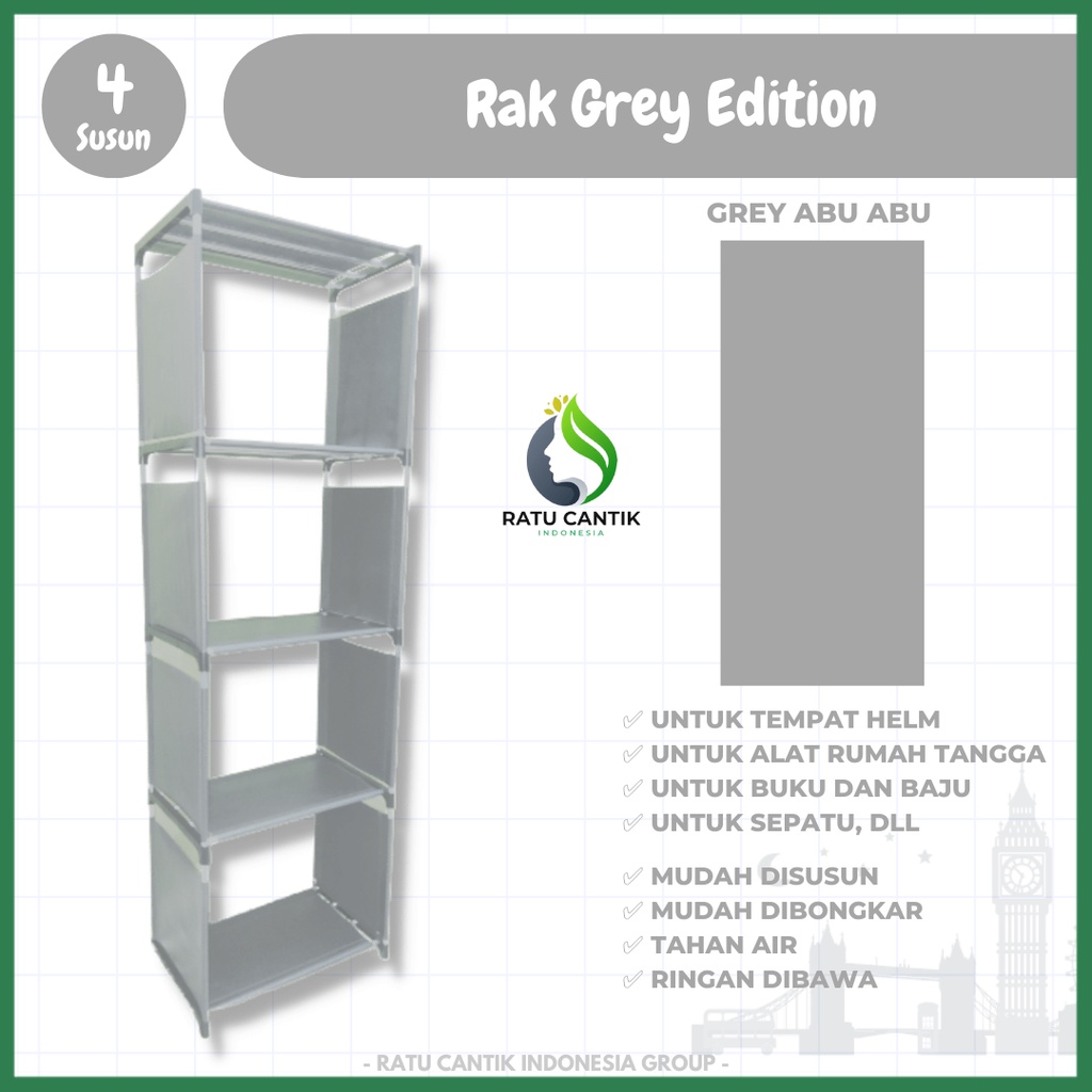 RAK HELM LEMARI HELM TEMPAT HELEM RAK" HELM LEMARI SERBAGUNA - GREY ABU ABU