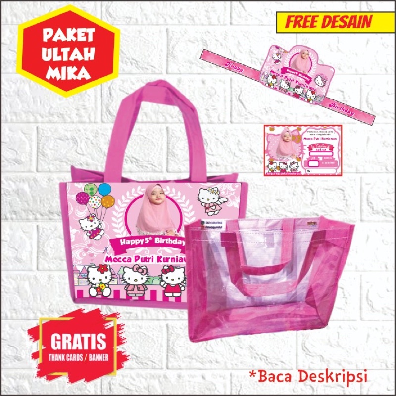 

Paket Ultah Tas Mika FREE DESAIN /TAS ULTAH CUSTOM /TAS ULTAH MIKA BENING