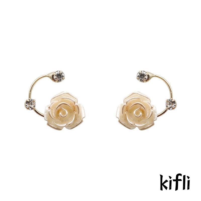 [KD]Diamond Earrings Rose Vintage Court Elegan Lembut S925 Perak Temperamen Estetik