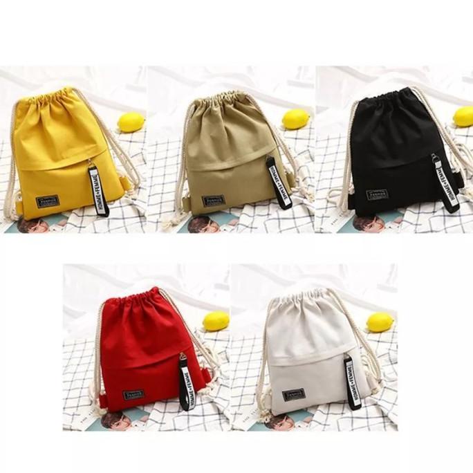 Berkualitas Tas Ransel Serut Wanita KPOP Simple Bag Drill new string Tas Cewek new .,