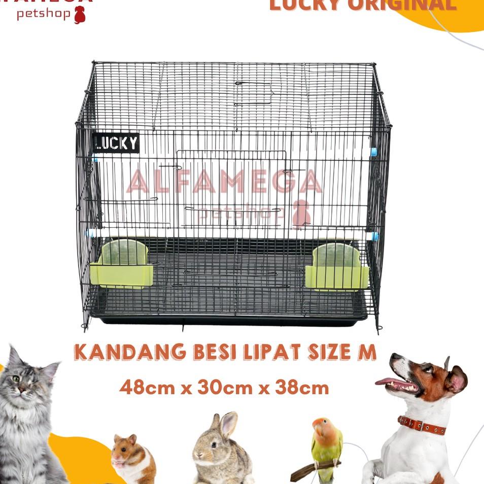 KANDANG KUCING BESI LIPAT SIZE M 50x40x30 UMBARAN HEWAN BURUNG ANJING KELINCI HAMSTER LUCKY 468 [TPH