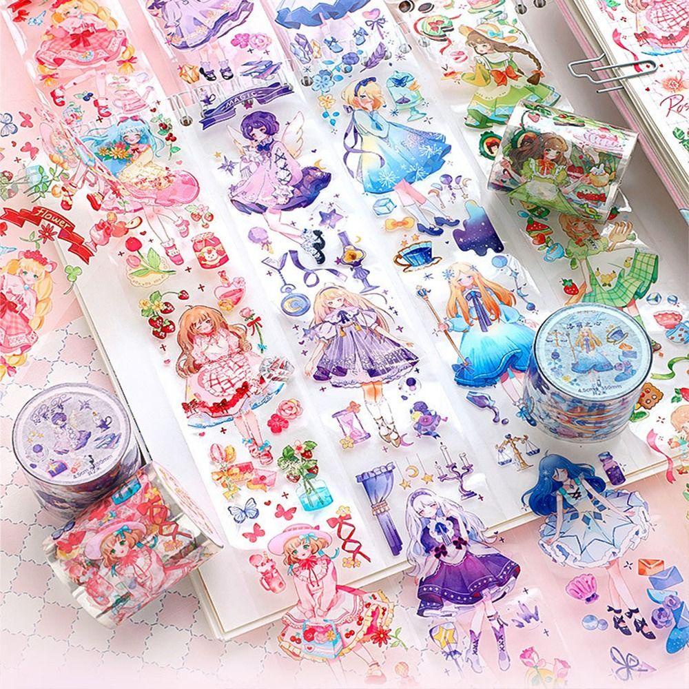 Agustina Album Stiker Hias Kawaii Lucu Seri Gadis Vigorous Siswa Alat Tulis Romantis DIY PET Tapes