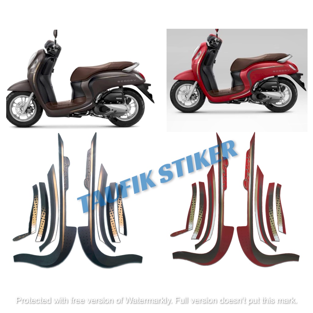 STRIPING LIS BODY MOTOR HONDA SCOOPY STYLISH 2022 SEPASANG STANDAR FULL SET