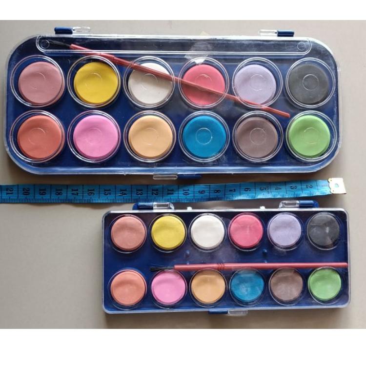 

㋿ ((dian)) Alat lukis Cat Air 12 Warna Water Color uk besar dan kecil ㄸ