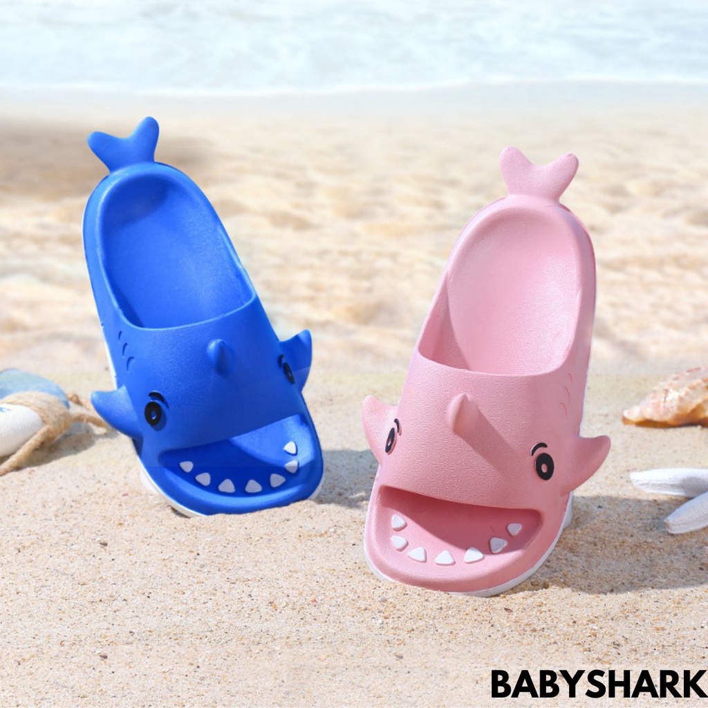 SANDAL ANAK-ANAK CHIBI DESAIN HIU KECIL MENGGEMASKAN BAHAN RUBBER IMPORT LENTUR BABYSHARK