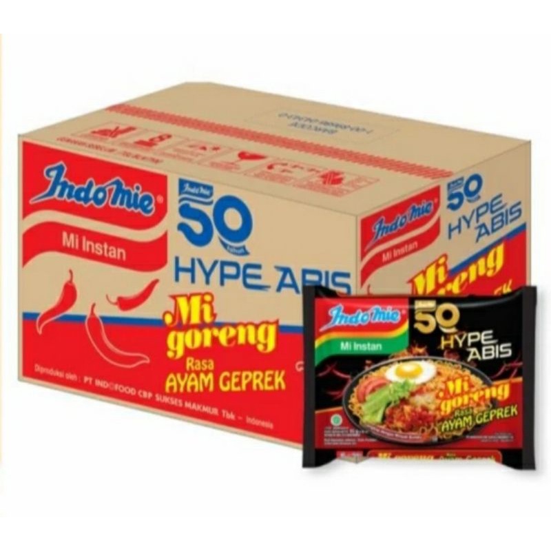 

Indomie Goreng Hype Abis Rasa Ayam Geprek 1 dus isi 40x85gr