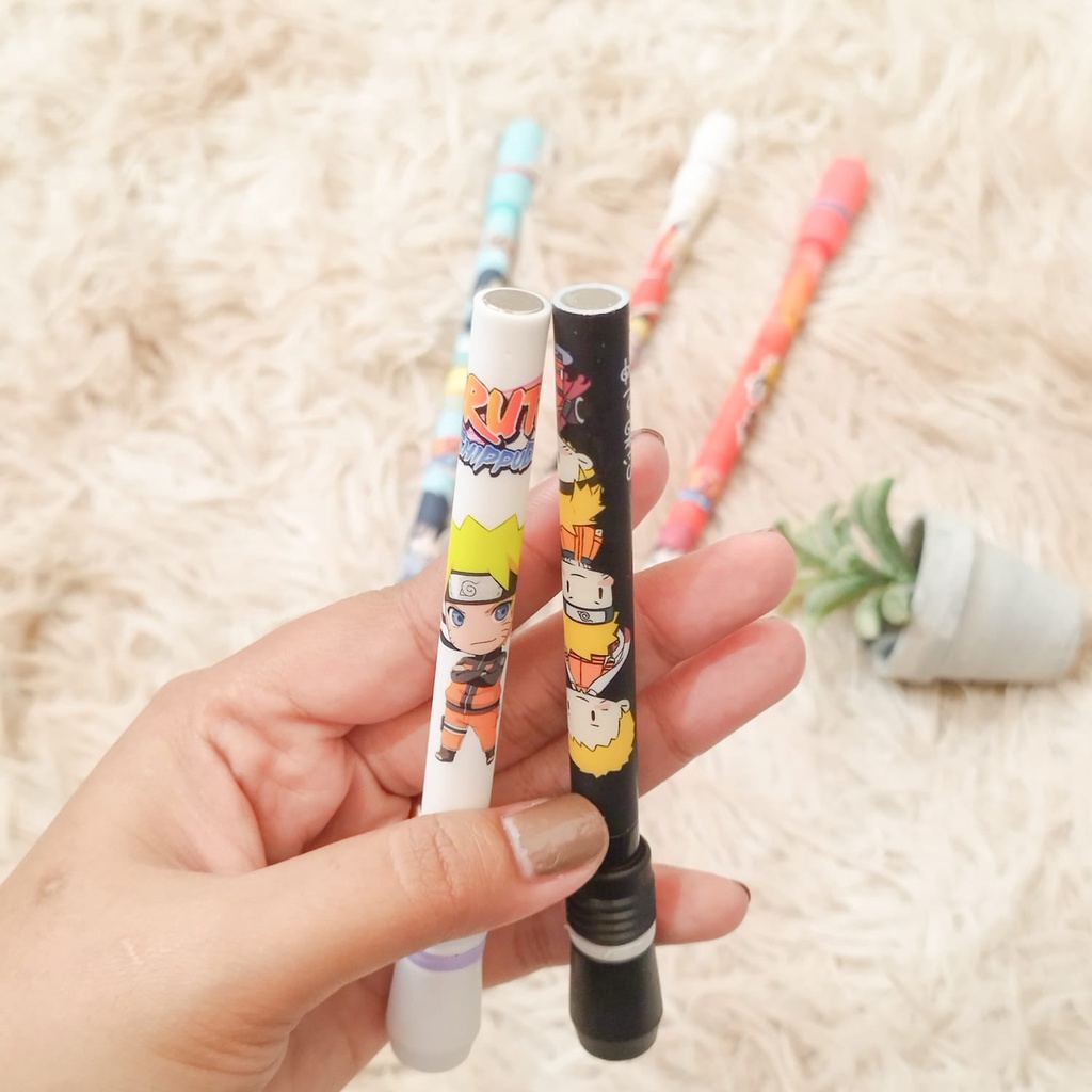 PULPEN MAGNET PUTAR VIRAL 2 SISI MOTIF NARUTO TERSEDIA 4 KARAKTER PULPEN GEL MAGNET TERBARU