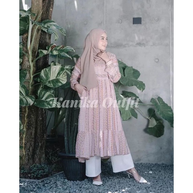 ZAHRA TUNIK Tunik Midi Wanita Remaja Dewasa Motif Bunga