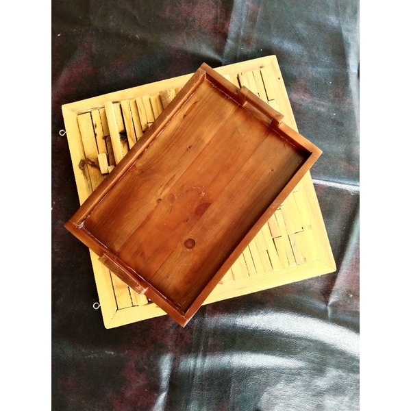 nampan baki tray kayu Pinus 40 x 30 x4 cm