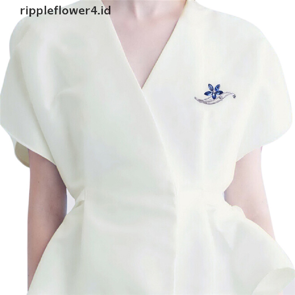 {rippleflower4.id} Wanita Kristal Berlian Imitasi Bunga Bros Pin Fashion Pesta Pernikahan Bros Perhiasan~