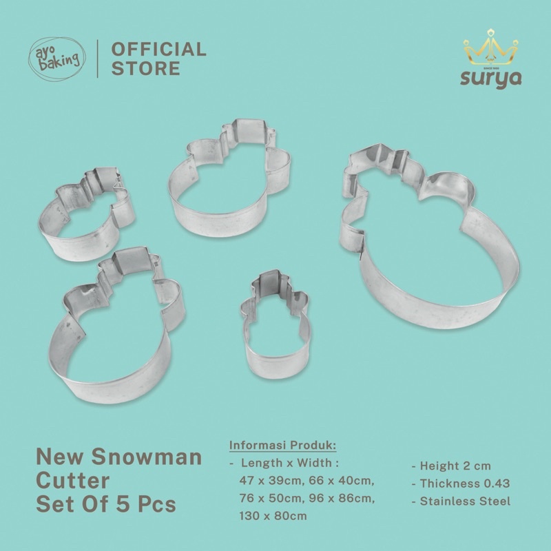 

SURYA Cetakan Kue Kering Snowman/Cutter Natal/Cutter Stainless