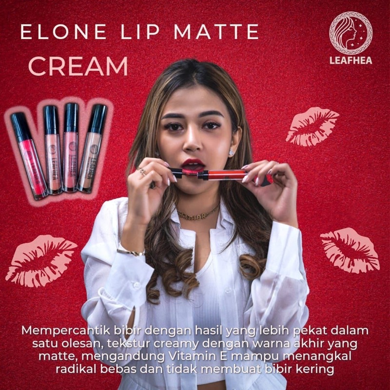 Leafhea Lip Matte / Elone Lip Matte Cream Leafhea / Lipstik Leafea / Lipstik Nempel