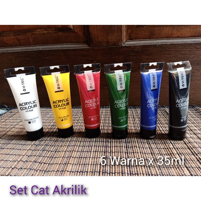 

Cat Lukis Akrilik Seri 6 Warna x 35ml Acrylic V-TEC Peralatan Melukis Peralatan Menggambar