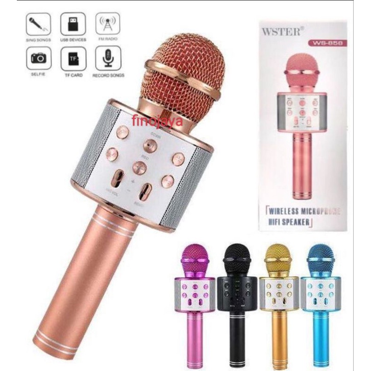 Mic Bluettooth Ws 858 Mic Karaoke Wireless Portabel Mic 858