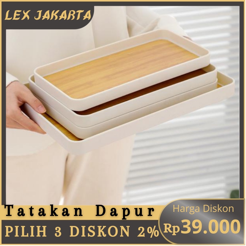 LEXJAKARTA  Rectangle Tray Tatakan Persegi Panjang Tatakan Dapur Tatakan Estetik Tatakan Gelas Nampan Saji Motif Kayu Saji Makanan Dan Minuman