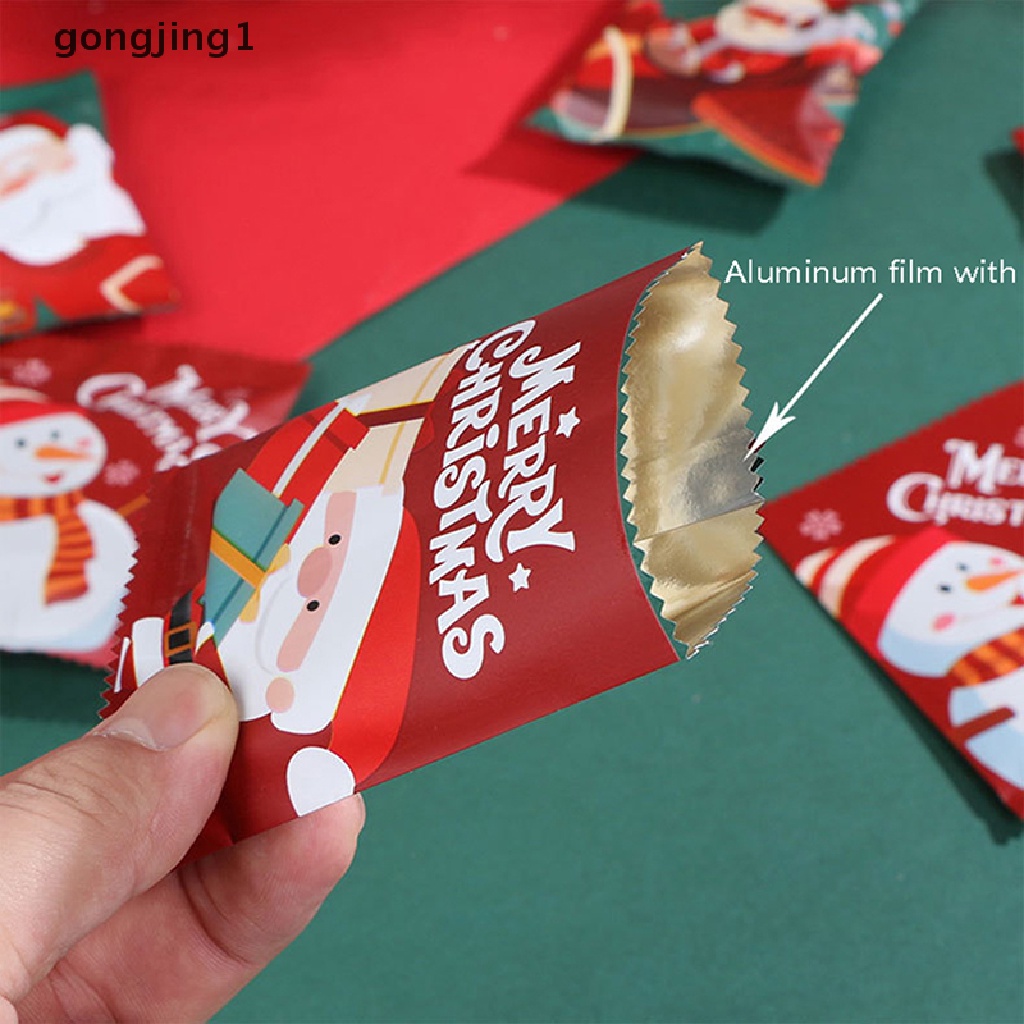 Ggg 100Pcs Christmas Hot Seal Bags Kemasan Biskuit Xmas Tahun Baru Perlengkapan Pesta ID